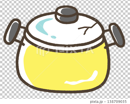 ガラスの蓋にひびの入った両手鍋 138709035