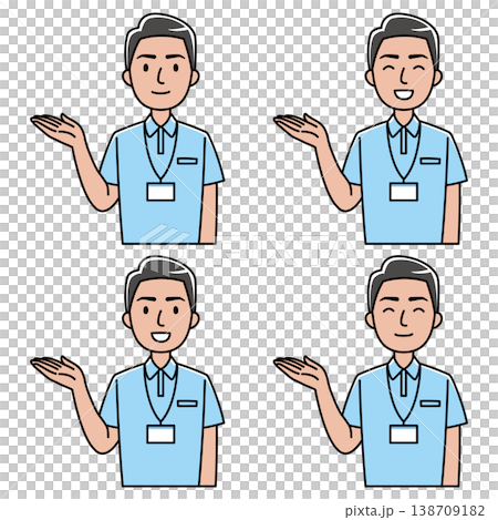 A smiling foreign man (wearing a polo shirt) is giving directions with his right hand. A smiling foreign man (wearing a polo shirt) is giving directions with his right hand. 138709182