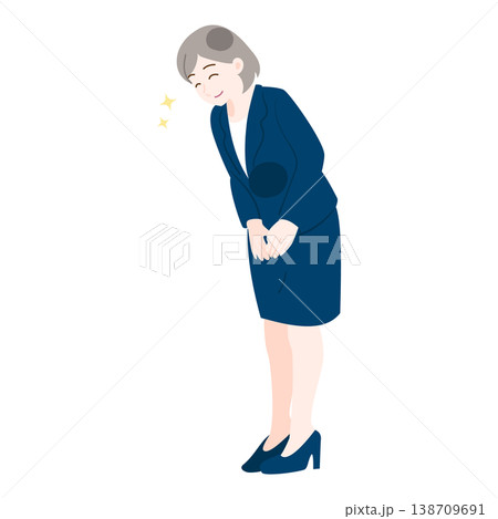 笑顔でお辞儀するビジネスウーマンの挨拶ポーズ 笑顔でお辞儀するビジネスウーマンの挨拶ポーズ 138709691