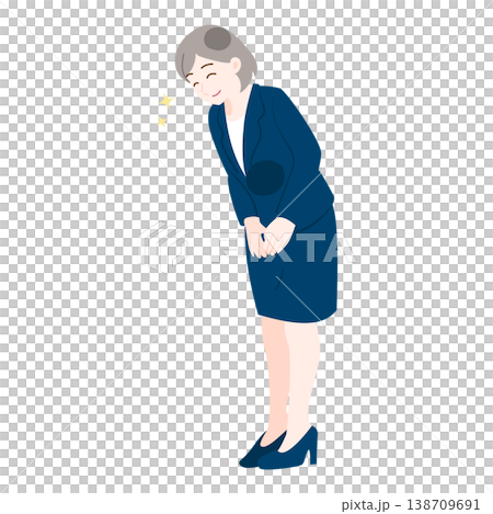 女商人的問候姿勢:微笑鞠躬。 女商人的問候姿勢:微笑鞠躬。 138709691