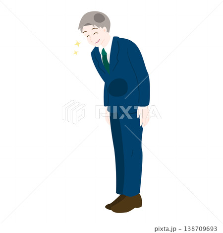 笑顔で丁寧にお辞儀する男性オフィススタッフ 138709693