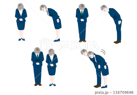 謝罪や挨拶に使えるビジネス人物のお辞儀セット 謝罪や挨拶に使えるビジネス人物のお辞儀セット 138709696