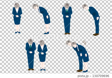 謝罪や挨拶に使えるビジネス人物のお辞儀セット 謝罪や挨拶に使えるビジネス人物のお辞儀セット 138709696