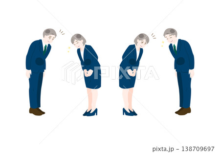 笑顔でお辞儀するビジネス人物の挨拶セット 笑顔でお辞儀するビジネス人物の挨拶セット 138709697