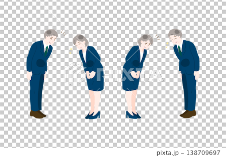 笑顔でお辞儀するビジネス人物の挨拶セット 笑顔でお辞儀するビジネス人物の挨拶セット 138709697