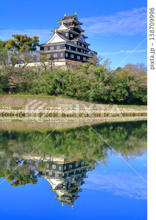 【岡山県】快晴のシンメトリーな岡山城天守閣 【岡山県】快晴のシンメトリーな岡山城天守閣 138709996