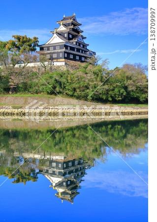 【岡山県】快晴のシンメトリーな岡山城天守閣 【岡山県】快晴のシンメトリーな岡山城天守閣 138709997
