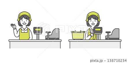 スーパーのレジ店員 女性 138710234