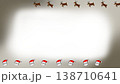 ゴールド調のクリスマス背景素材横長フレーム　サンタ・トナカイ（壁紙・バナー・Webデザイン） 138710641