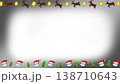 シルバー調のクリスマス背景素材横長フレーム（壁紙・バナー・Webデザイン） 138710643