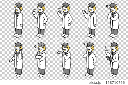 Isometric illustrations: Doctors in various poses Isometric illustrations: Doctors in various poses 138710766