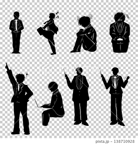 Silhouette set of businessmen at work - PNG transparent image (emotional) Silhouette set of businessmen at work - PNG transparent image (emotional) 138710928