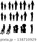 親子のシルエットセット　PNG透過素材 138710929
