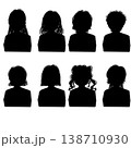 女の子の様々な髪型のシルエットセット　PNG透過素材 138710930