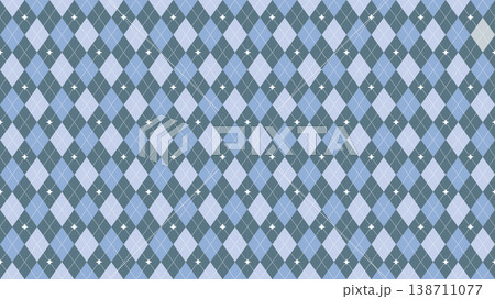 Classic Oceanic Blue argyle seamless pattern with dotted lines and star accents, perfect for holiday Classic Oceanic Blue argyle seamless pattern with dotted lines and star accents, perfect for holiday 138711077