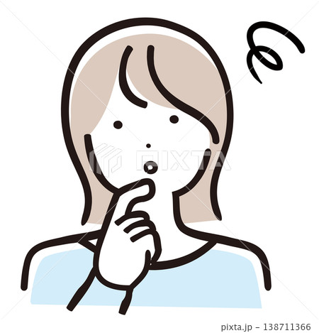 困って迷うママのパステル線画イラスト 138711366