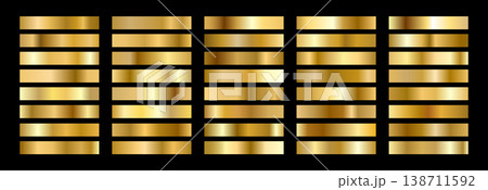 Gold gradient Foil background. Metallic Palette and copper swatch. Metal degrade strip for color design. Vector illustration Gold gradient Foil background. Metallic Palette and copper swatch. Metal degrade strip for color design. Vector illustration 138711592