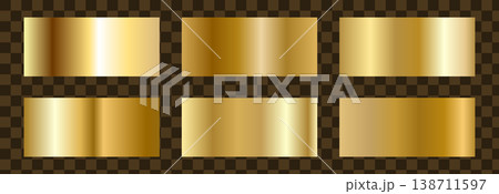 Vector swatch collection with Gold Foil. Bronze gradient of yellow steel. Copper Palette with shiny texture 138711597