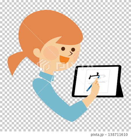 タブレット端末で勉強する子供のイラスト 138711610