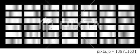 Silver gradients. Set of shiny foil holographic backgrounds with borders and labels. Vector illustration 138711631