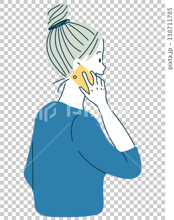 Illustration of a woman talking on her smartphone Illustration of a woman talking on her smartphone 138711785