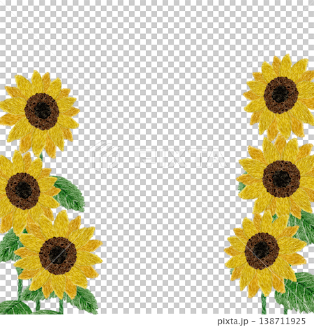 [Sunflower Frame] Hand-embroidered illustration material 138711925