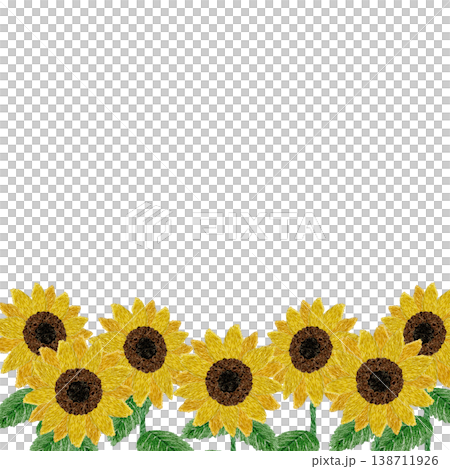 [Sunflower Frame] Hand-embroidered illustration material 138711926