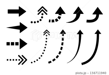 縦横、上昇・下降を表現できる矢印セット 138711940