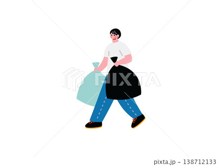 ゴミ出しをする男性のイラスト 138712133