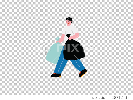 ゴミ出しをする男性のイラスト 138712133
