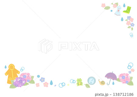 梅雨アイテムのかわいいフレーム 138712186