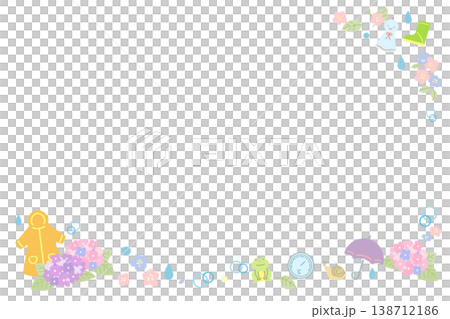 梅雨アイテムのかわいいフレーム 138712186
