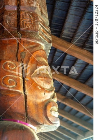 Wooden tiki statue in Atuona, Hiva Oa, Marquesas Islands, French Polynesia 138712224