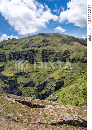 Majestic Rocky Mountains Seen from Waqrapukara, a Scenic Inca Site in Peru 138712239