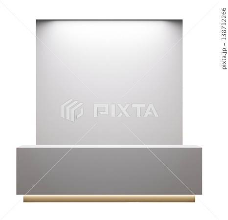 The design shows reception desk created in 3D with smooth lines and a clean surface. It is placed on a simple background that highlights its features clearly 138712266