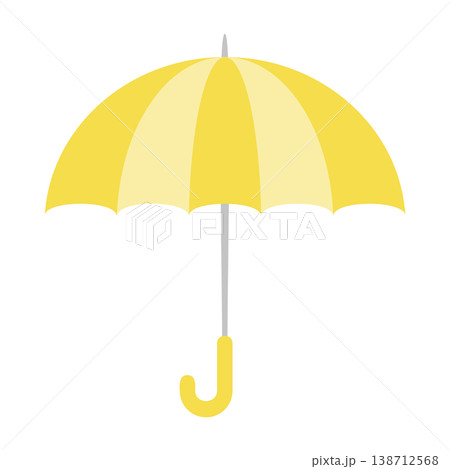 傘　梅雨　シンプル　フラットイラスト　黄色 138712568