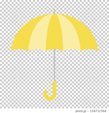 傘　梅雨　シンプル　フラットイラスト　黄色 138712568