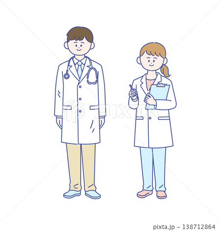 男性と女性の医師全身イラスト 男性と女性の医師全身イラスト 138712864