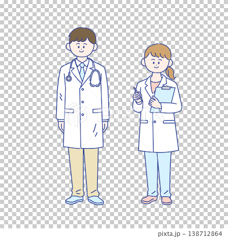 男性と女性の医師全身イラスト 男性と女性の医師全身イラスト 138712864