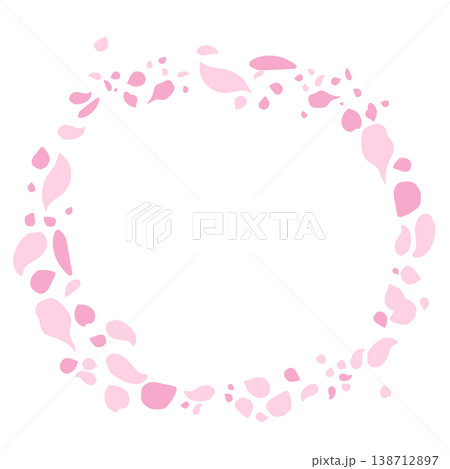 Pink Sakura Petal Round Frame Spring Floral Design Element 138712897