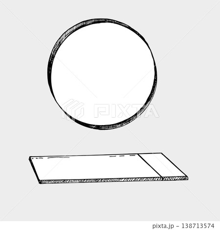 Petri dish and laboratory glass slide in ink engraving style. Vector set for designing medical, scientific, and educational materials. Petri dish and laboratory glass slide in ink engraving style. Vector set for designing medical, scientific, and educational materials. 138713574