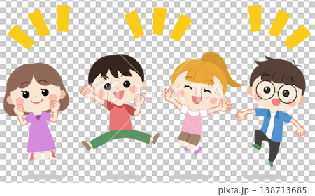 笑顔でジャンプする子供達のイラスト 笑顔でジャンプする子供達のイラスト 138713685