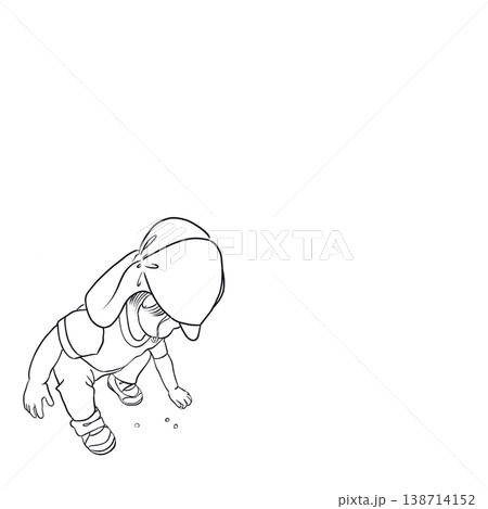 小石を拾う子ども(外遊び・シンプル線画)|Child picking up stones outdo 小石を拾う子ども(外遊び・シンプル線画)|Child picking up stones outdo 138714152