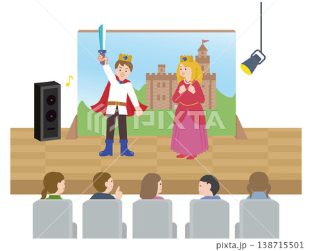 学芸会の舞台で演技をする子どもたちのイラスト 学芸会の舞台で演技をする子どもたちのイラスト 138715501