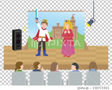学芸会の舞台で演技をする子どもたちのイラスト 学芸会の舞台で演技をする子どもたちのイラスト 138715501