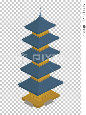 Illustration of the five-story pagoda of Toji Temple (a historical building in Kyoto) 138715515