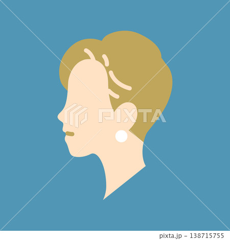シンプルなショートヘアの女性アイコン シンプルなショートヘアの女性アイコン 138715755