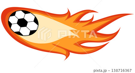 炎をまとったサッカーボールのイラスト 138716367