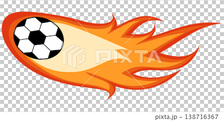 炎をまとったサッカーボールのイラスト 138716367