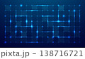 Electronic Blue Grid Tech Background with Light Glowing Dots and Lines 138716721